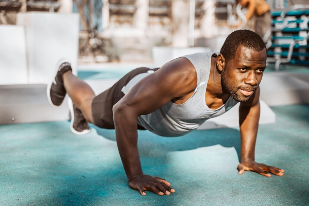 a man doing normal pushups 