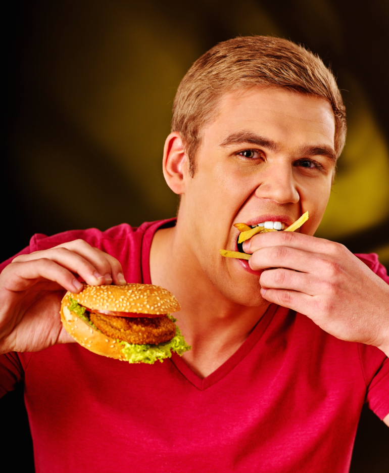 A man eating burger